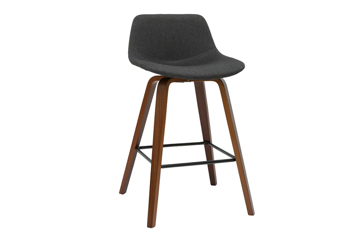 Miliboo Barhocker skandinavisches Design dunkelgrau und Holz H65 cm (2er-Set) NONIE* Barhocker