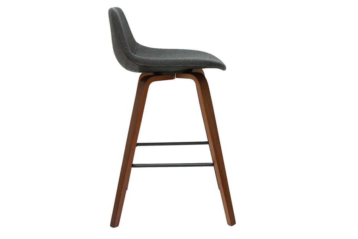 Miliboo Barhocker skandinavisches Design dunkelgrau und Holz H65 cm (2er-Set) NONIE* Barhocker