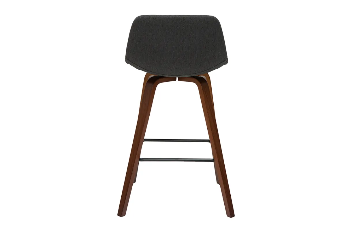 Miliboo Barhocker skandinavisches Design dunkelgrau und Holz H65 cm (2er-Set) NONIE* Barhocker