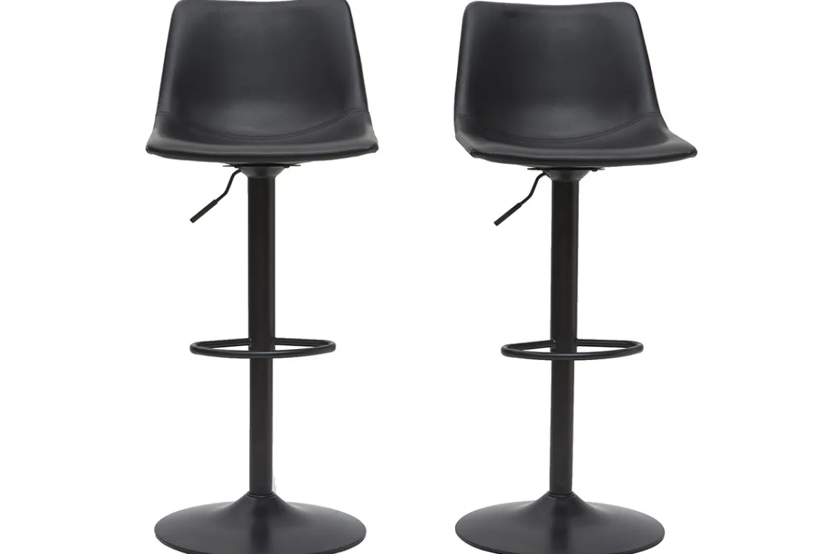 Miliboo Barhocker Vintage PU schwarz 2er Set NEW ROCK* Barhocker