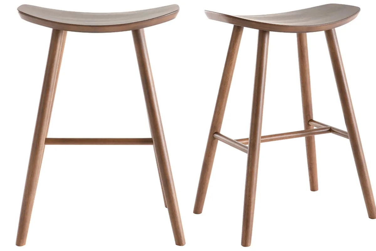 Miliboo Barhocker walnussfarben H65 cm (2er-Set) DEMORY* Barhocker