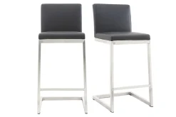 Miliboo Barhocker zeitgenössisches Design - Aluminium und PU Schwarz - STELLAR (2-er Set)* Barhocker