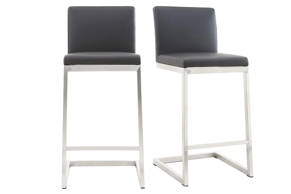 Miliboo Barhocker zeitgenössisches Design - Aluminium und PU Schwarz - STELLAR (2-er Set)* Barhocker