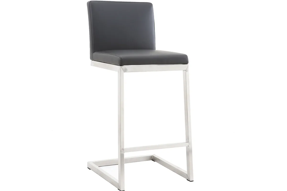 Miliboo Barhocker zeitgenössisches Design - Aluminium und PU Schwarz - STELLAR (2-er Set)* Barhocker
