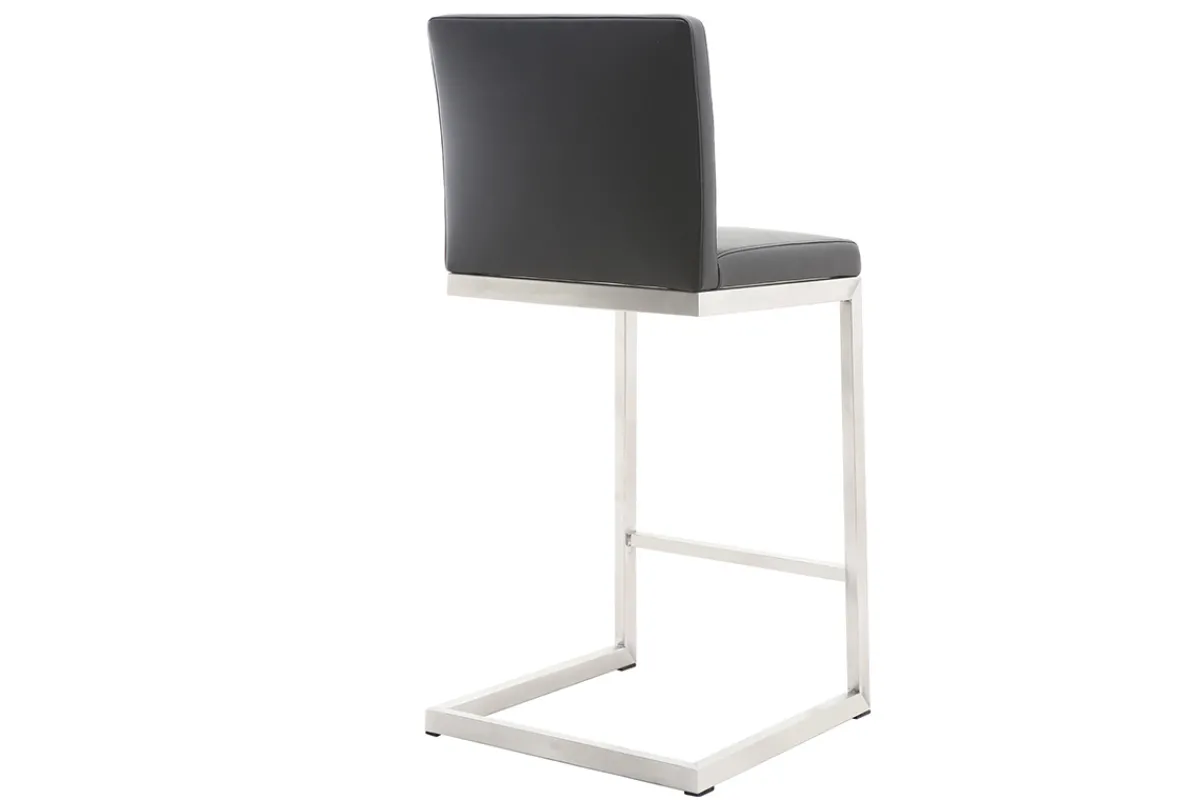 Miliboo Barhocker zeitgenössisches Design - Aluminium und PU Schwarz - STELLAR (2-er Set)* Barhocker