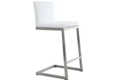 Miliboo Barhocker zeitgenössisches Design - Aluminium und PU Weiß - STELLAR (2-er Set)* Barhocker