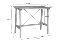 Miliboo Bartisch aus Mangoholz und goldenem Metall L130 cm MARGHA* Bartische/ Bar