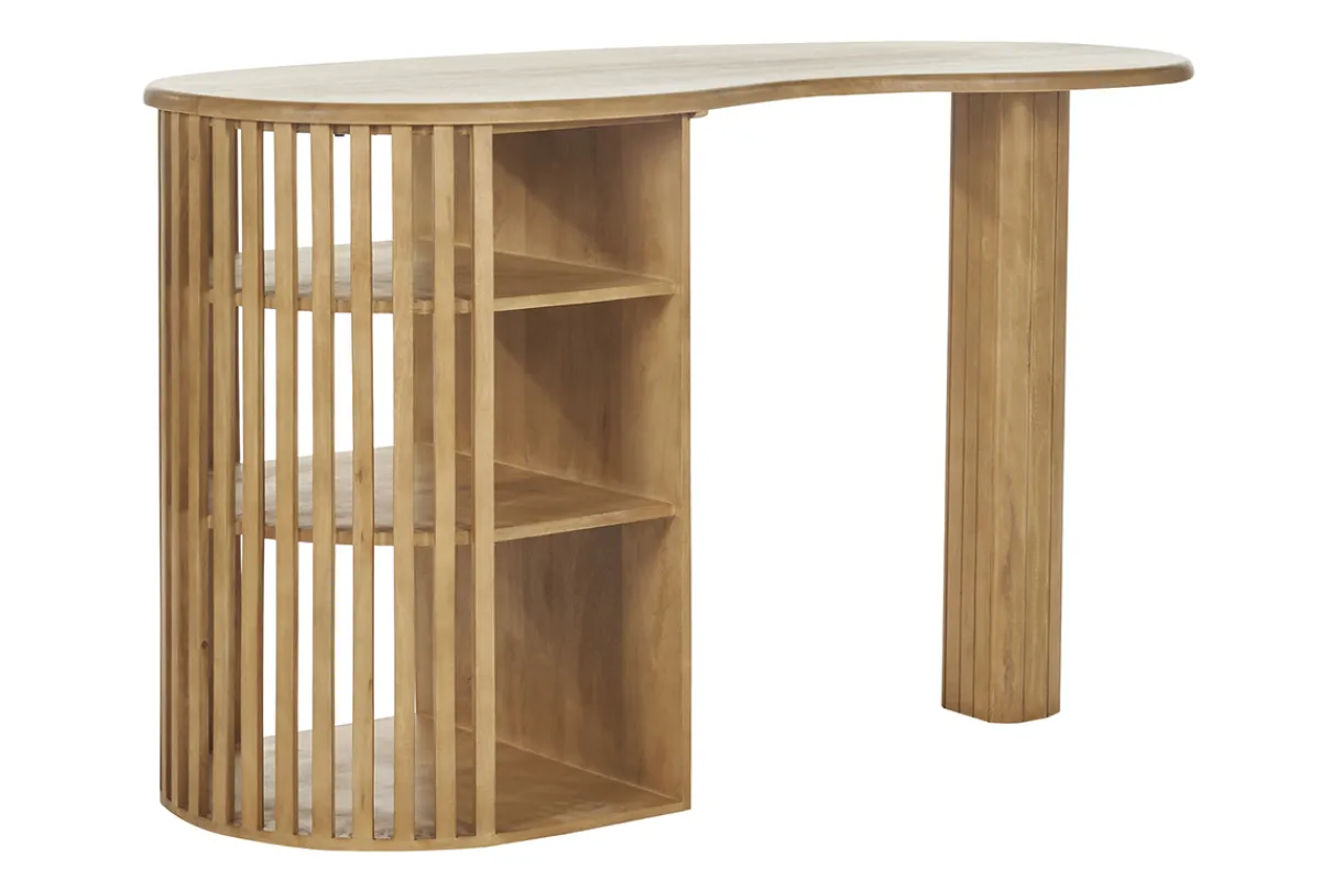 Miliboo Bartisch mit Ablagefächern aus massivem Mangoholz H90 cm LOBIO* Bartische/ Bar
