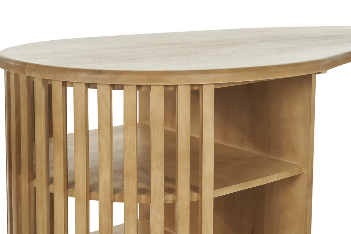 Miliboo Bartisch mit Ablagefächern aus massivem Mangoholz H90 cm LOBIO* Bartische/ Bar
