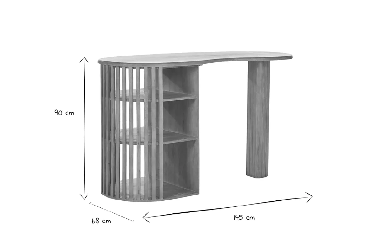 Miliboo Bartisch mit Ablagefächern aus massivem Mangoholz H90 cm LOBIO* Bartische/ Bar
