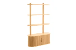 Miliboo Bücherregal aus hellem Eichenholz mit Ablage 2 Schiebetüren B90 cm EPIC* Bücherregale|Bücherregale