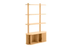 Miliboo Bücherregal aus hellem Eichenholz mit Ablage 2 Schiebetüren B90 cm EPIC* Bücherregale|Bücherregale