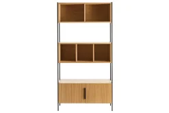 Miliboo Bücherregal Eichenfurnier mit schwarzem Metallgestell SILKA* Bücherregale|Bücherregale