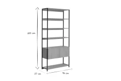 Miliboo Bücherregal mit geschlossenem Stauraum in hellem Eichenholz und schwarzem Metall B94 cm FLEA* Bücherregale|Bücherregale