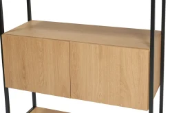 Miliboo Bücherregal mit geschlossenem Stauraum in hellem Eichenholz und schwarzem Metall B94 cm FLEA* Bücherregale|Bücherregale