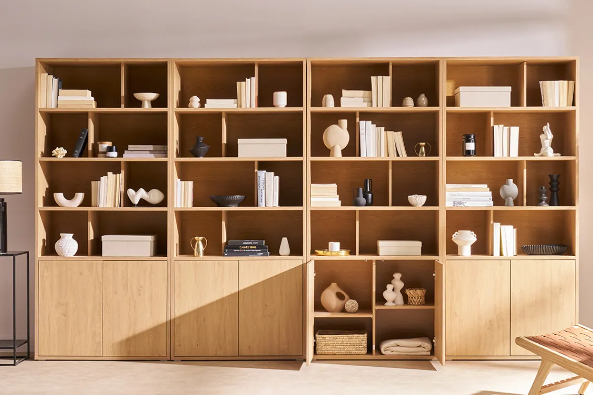 Miliboo Bücherregal mit hellem Eichenholzfinish B92 cm NAGANO* Bücherregale|Bücherregale