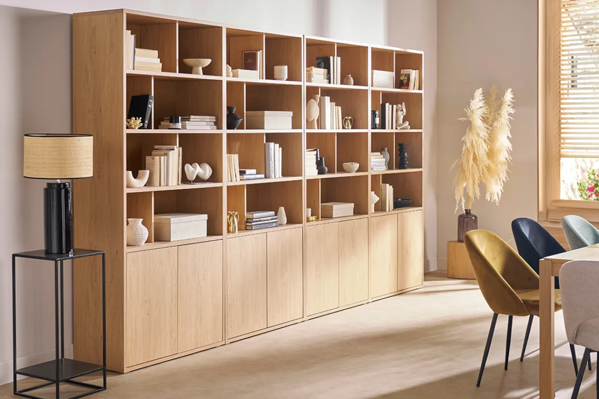 Miliboo Bücherregal mit hellem Eichenholzfinish B92 cm NAGANO* Bücherregale|Bücherregale