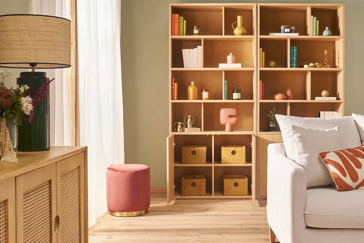 Miliboo Bücherregal mit hellem Eichenholzfinish B92 cm NAGANO* Bücherregale|Bücherregale