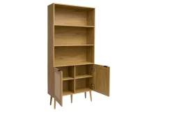 Miliboo Bücherregal mit heller Holzoberfläche, Rattan und schwarzem Metall-Finish L90 MANILLE* Bücherregale|Bücherregale