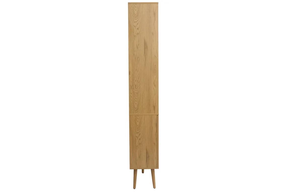 Miliboo Bücherregal mit heller Holzoberfläche, Rattan und schwarzem Metall-Finish L90 MANILLE* Bücherregale|Bücherregale