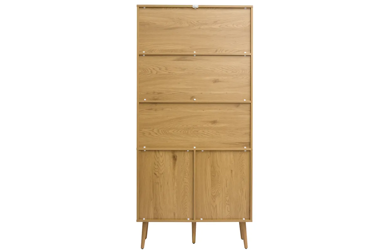 Miliboo Bücherregal mit heller Holzoberfläche, Rattan und schwarzem Metall-Finish L90 MANILLE* Bücherregale|Bücherregale