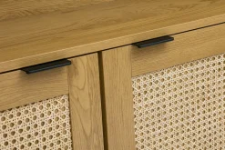 Miliboo Bücherregal mit heller Holzoberfläche, Rattan und schwarzem Metall-Finish L90 MANILLE* Bücherregale|Bücherregale