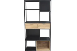 Miliboo Bücherschrank aus schwarzem Metall mit massivem Mango-Holz JAIPUR* Bücherregale|Bücherregale
