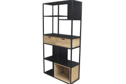 Miliboo Bücherschrank aus schwarzem Metall mit massivem Mango-Holz JAIPUR* Bücherregale|Bücherregale
