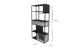 Miliboo Bücherschrank aus schwarzem Metall mit massivem Mango-Holz JAIPUR* Bücherregale|Bücherregale