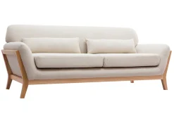 Miliboo Beigefarbenes skandinavisches 3-Sitzer-Sofa mit Holzbeinen YOKO* Design-sofas