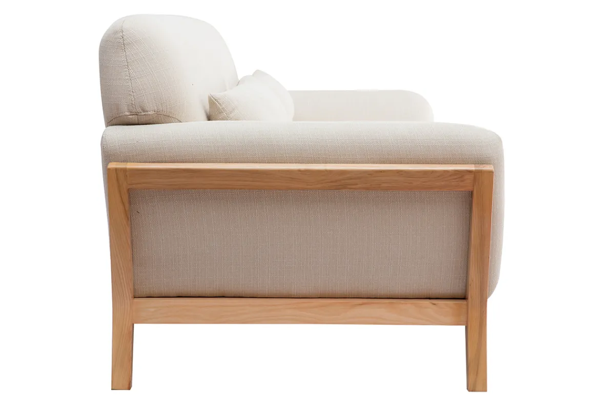 Miliboo Beigefarbenes skandinavisches 3-Sitzer-Sofa mit Holzbeinen YOKO* Design-sofas