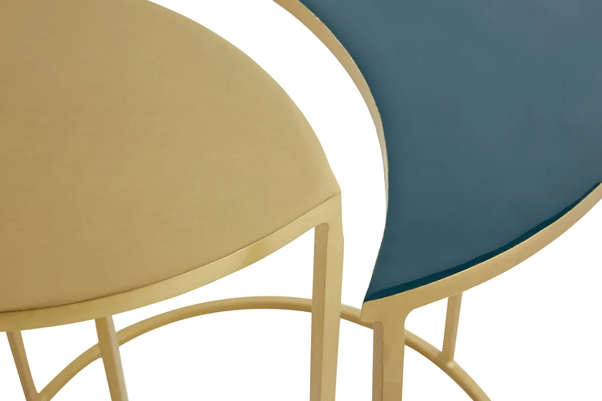 Miliboo Beistelltisch aus weißem und petrolblauem lackiertem Metall TOSCANE* Beistelltische
