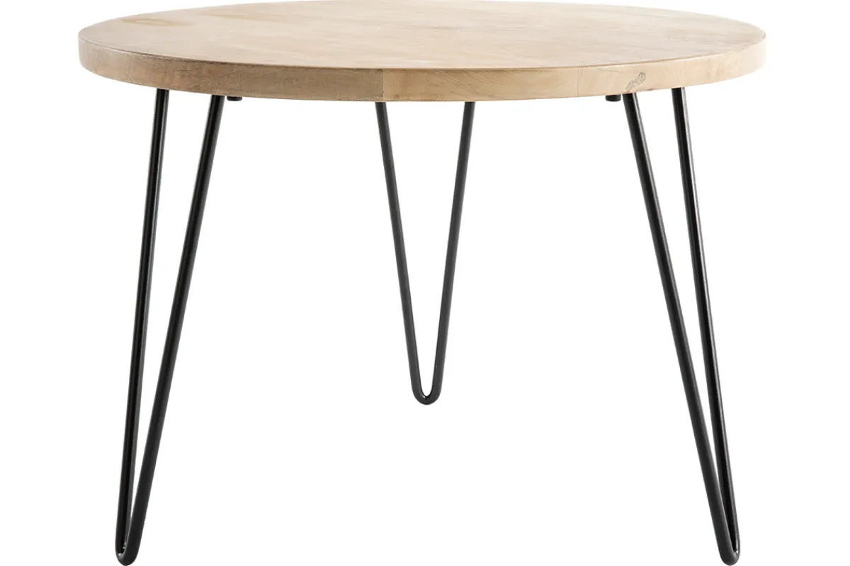 Miliboo Beistelltisch rund Mangoholz und Metall 60 x 45 cm (B x H) VIBES* Couchtische|Beistelltische
