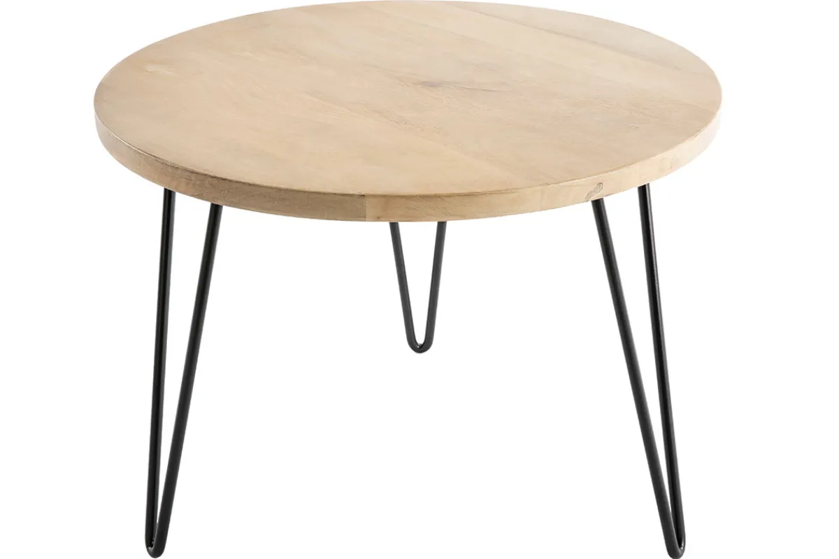 Miliboo Beistelltisch rund Mangoholz und Metall 60 x 45 cm (B x H) VIBES* Couchtische|Beistelltische