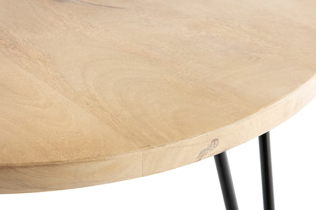 Miliboo Beistelltisch rund Mangoholz und Metall 60 x 45 cm (B x H) VIBES* Couchtische|Beistelltische