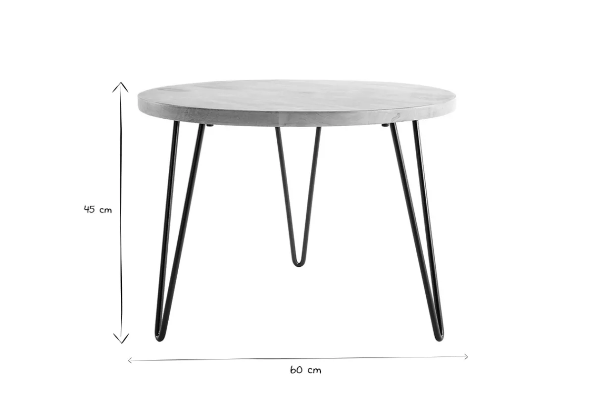 Miliboo Beistelltisch rund Mangoholz und Metall 60 x 45 cm (B x H) VIBES* Couchtische|Beistelltische