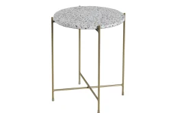 Miliboo Beistelltisch rund Terrazzo und goldfarbenes Metall D40 cm MEZZO* Beistelltische