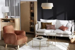 Miliboo Beistelltisch rund Terrazzo und goldfarbenes Metall D55 cm MEZZO* Couchtische