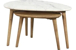 Miliboo Beistelltischchen EVY aus weißem Marmor und Mangoholz (2 Stück)* Couchtische