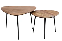 Miliboo Beistelltische aus Akazie und schwarzem Metall (2er-Set) STONES* Couchtische