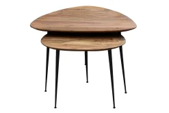 Miliboo Beistelltische aus Akazie und schwarzem Metall (2er-Set) STONES* Couchtische
