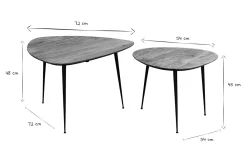 Miliboo Beistelltische aus Akazie und schwarzem Metall (2er-Set) STONES* Couchtische