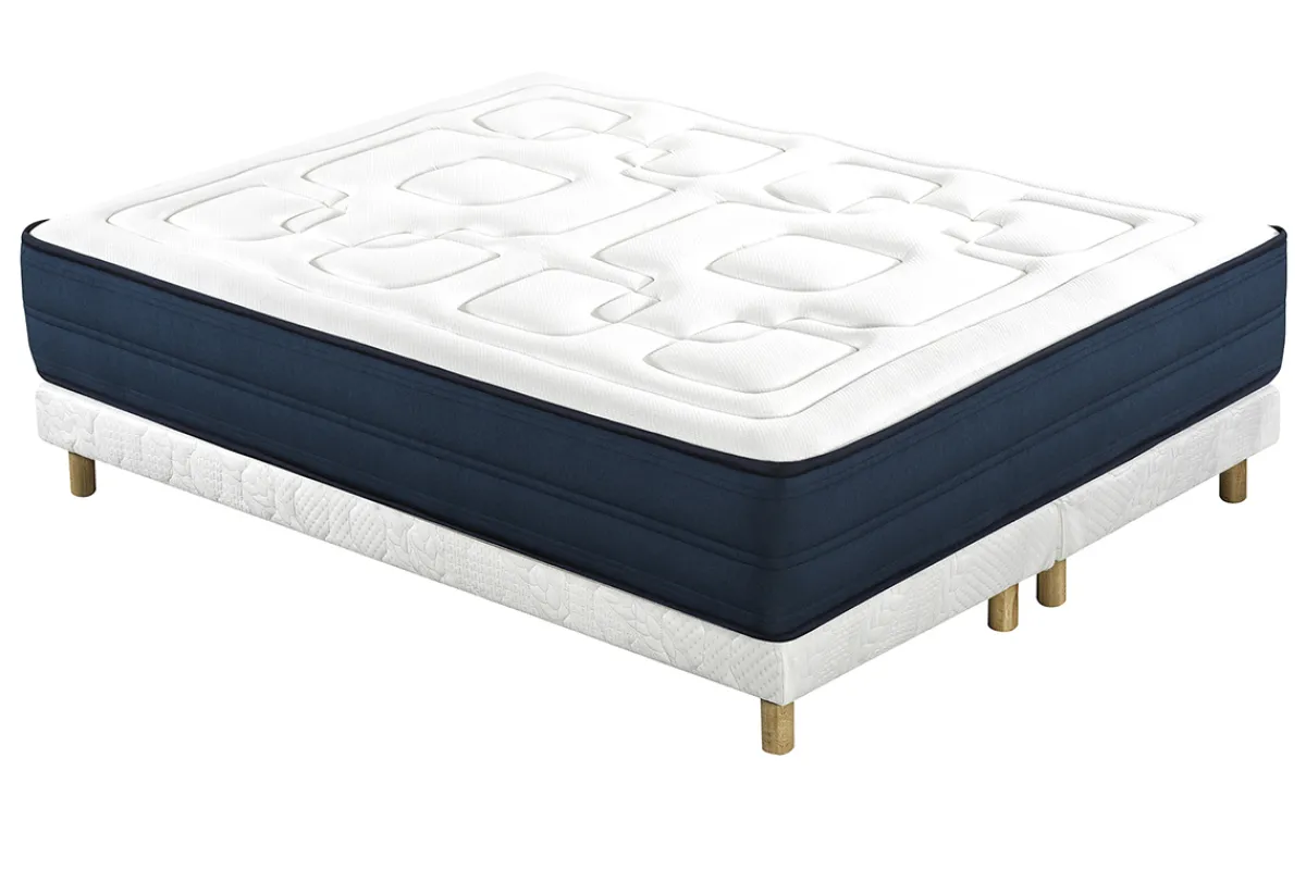 Miliboo Bett 160 x 200 cm Boxspring und Memory-Foam-Matratze BENJI* Betten Für Erwachsene|Matratzen