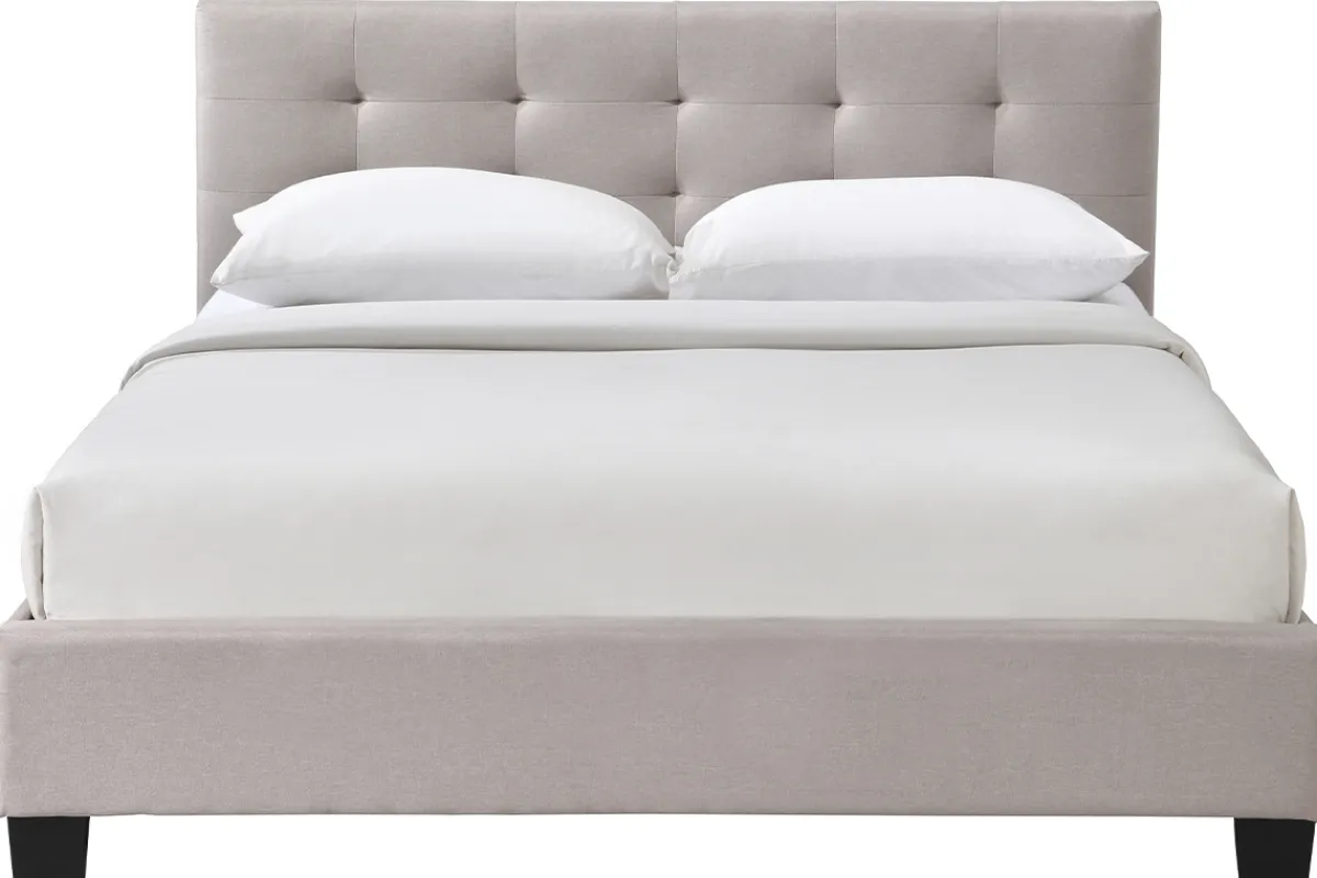 Miliboo Bett 160 x 200 Stoff Beige gepolstert MARQUISE* Betten Für Erwachsene