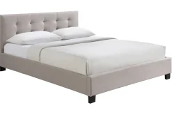 Miliboo Bett 160 x 200 Stoff Beige gepolstert MARQUISE* Betten Für Erwachsene