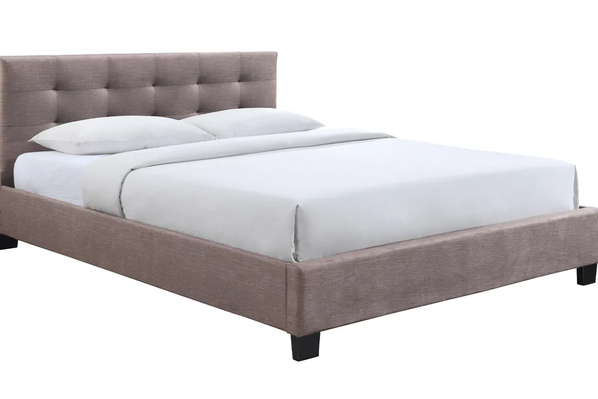 Miliboo Bett 160 x 200 Stoff Beige gepolstert MARQUISE* Betten Für Erwachsene