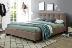 Miliboo Bett 160 x 200 Stoff Beige gepolstert MARQUISE* Betten Für Erwachsene