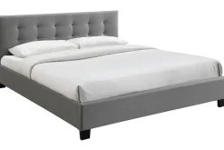 Miliboo Bett 180 x 200 Stoff Grau gepolstert MARQUISE* Betten Für Erwachsene