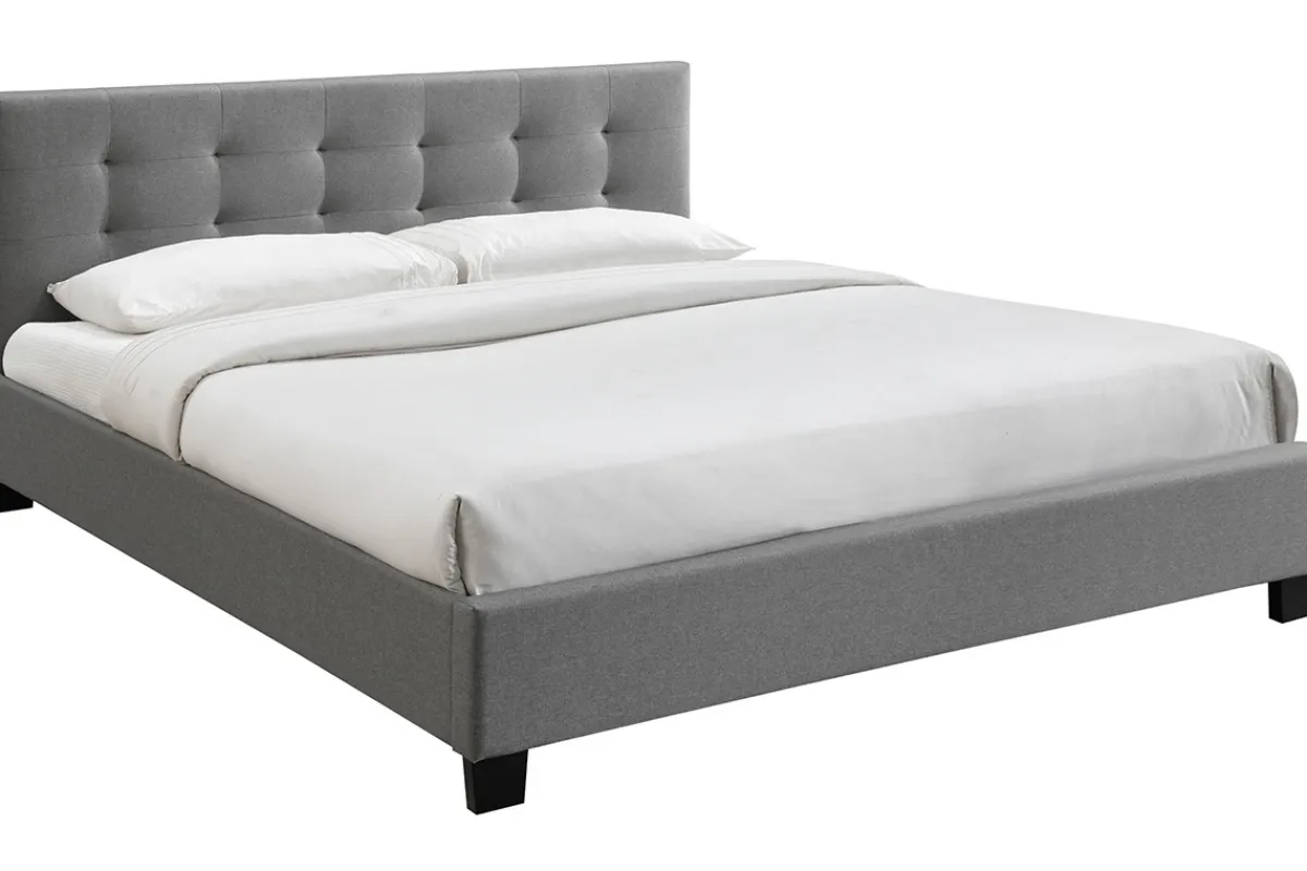 Miliboo Bett 180 x 200 Stoff Grau gepolstert MARQUISE* Betten Für Erwachsene