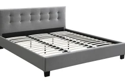 Miliboo Bett 180 x 200 Stoff Grau gepolstert MARQUISE* Betten Für Erwachsene